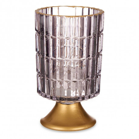 LED Lantern Gift Decor L1118BMMS-S L1118BMMS-S Grey Golden Metal Glass 10,7 x 18 x 10,7 cm