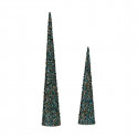 Decoration Christmas Cones 2 Pieces Sequins Blue Golden (9,5 x 60 x 9,5 cm) (8,5 x 8,5 x 40 cm)