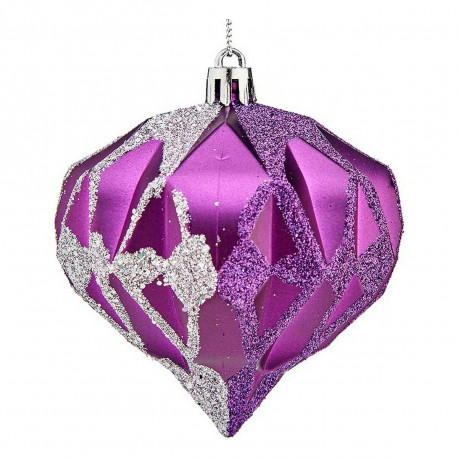 Christmas Baubles Krist+ 00898 00898 Purple Silver Plastic Diamond Ø 8 cm 6 Units