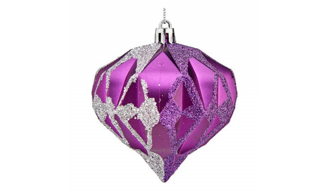 Christmas Baubles Diamond Ø 8 cm 6 Units Purple Silver Plastic