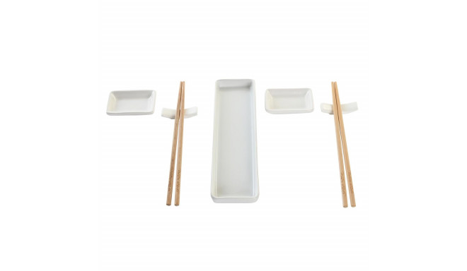 Sushi Set DKD Home Decor 24 x 7 x 2 cm Natural White Stoneware Oriental