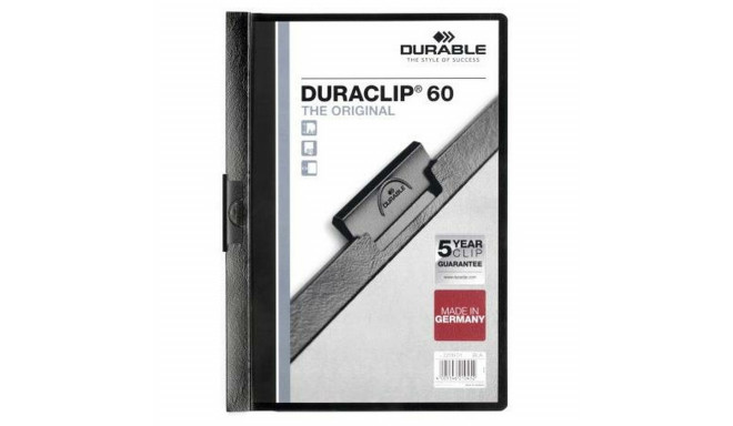 Document Folder Durable Duraclip 60 Black Transparent A4 25 Pieces