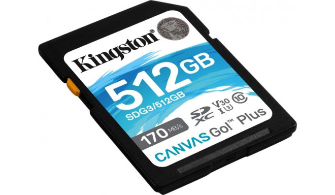 Kingston Canvas Go! Plus 512 GB SDXC, memory card (black, UHS-I (U3), Class 10, V30)