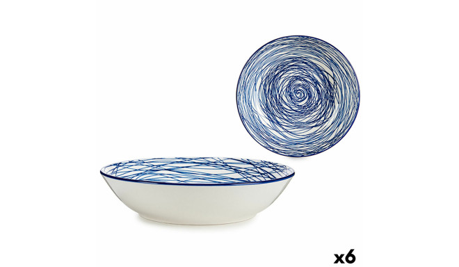 Deep Plate Vessia MB19A3182-SB MB19A3182-SB Blue White Porcelain Stripes 20 x 4,7 x 20 cm (6 Units)