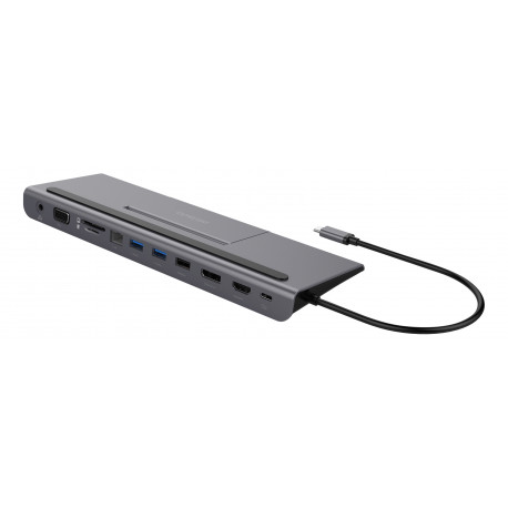 USB-C docking station DELTACO USB-C Power Deliver 85 W, 4K UHD @ 60Hz, DP, HDMI, VGA, RJ45, 3.5mm, 1