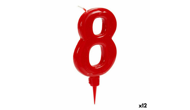 Küünal Punane Sünnipäev Numbrid 8 (12 Ühikut)