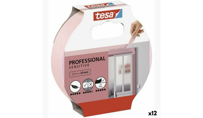 Adhesive Tape TESA Professional Sensitive Male Painter Pink 12 Units 25 mm x 50 m
