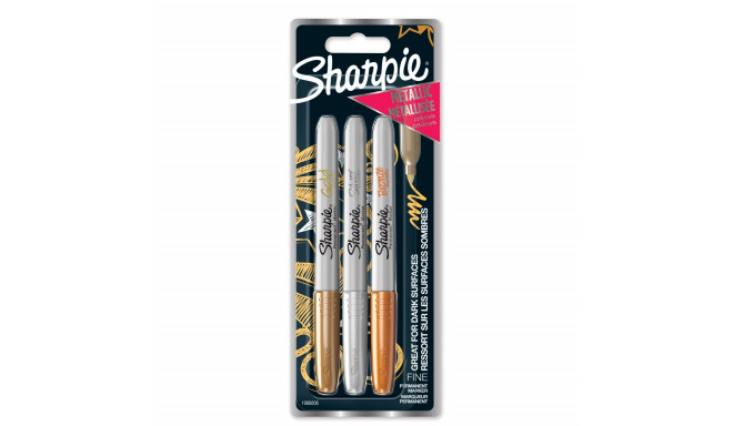 Marker permanent Sharpie Metallic ASSORTII 3tk, F 1,4mm, kuld, hõbe, pronks