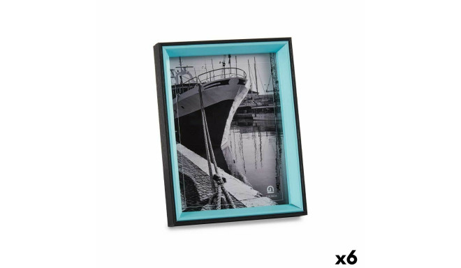 Photo frame Crystal Black Blue MDF Wood (3 x 22 x 17 cm) (6 Units)