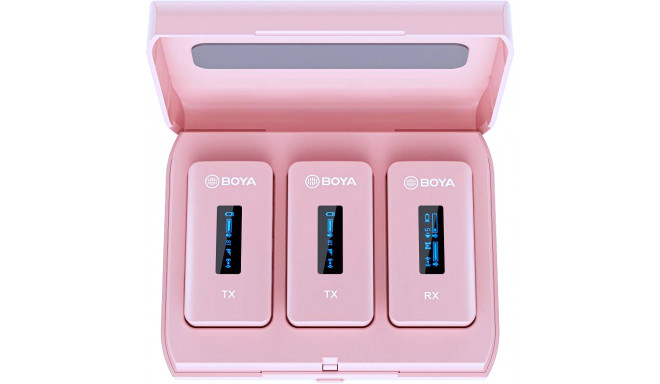 Boya беспроводной микрофон BY-XM6-K2P + зарядная коробка, розовая