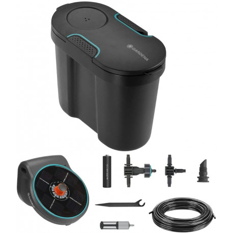 GARDENA Solar Irrigation AquaBloom Set, incl. water tank, irrigation control (grey, for up to 20 pla