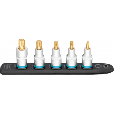 Hazet SmartRail 1/2 socket set, multi-tooth, 5 pieces (black, M6 - M14, short)