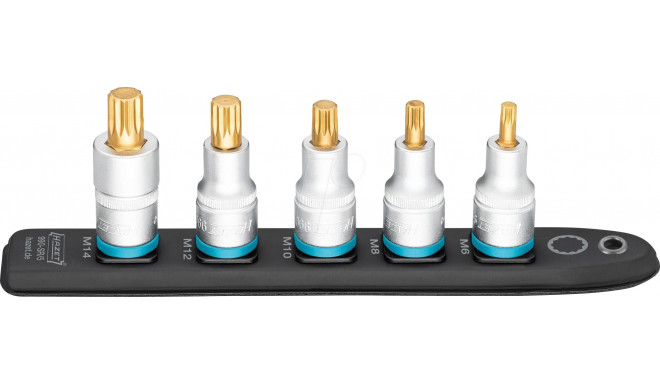 Hazet SmartRail 1/2 socket set, multi-tooth, 5 pieces (black, M6 - M14, short)