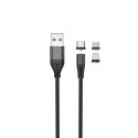 TelForceOne kaabel USB - Lightning + USB-C + microUSB 1m 2A, must (MXUC-02)