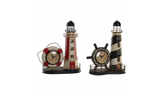 Table clock DKD Home Decor 25.5 x 14 x 32.5 cm Red Black Metal Vintage Headlight (2 Units)