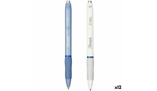 Gel pen Sharpie S-Gel White Blue 0,7 mm (12 Units)