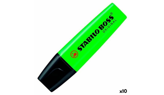 Fluorescējošs Marķieris Stabilo Boss Zaļš Melns/Zaļš 10 Daudzums (10 gb.) (1 gb.)