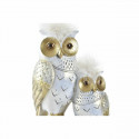 Декоративная фигура DKD Home Decor Совы Позолоченный Белый Смола традиционный (14,5 x 9 x 26 cm)