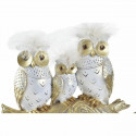 Decorative Figure DKD Home Decor Trunk Owls Black Golden White Resin Traditional (24 x 9 x 26 cm)