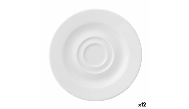 Plate Ariane Prime Espresso Ceramic White 13 cm (12 Units)