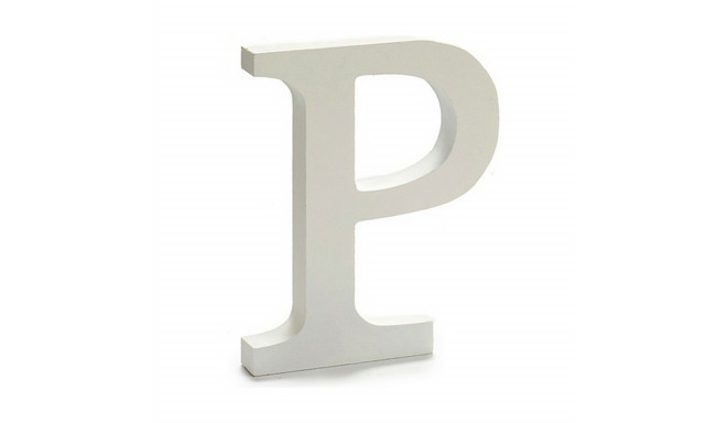 Letter P Wood White (1,8 x 21 x 17 cm) (12 Units)