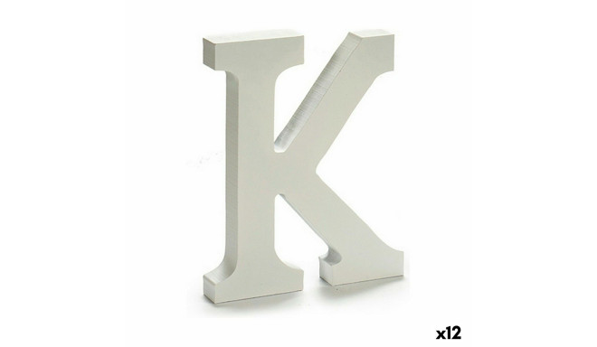 Letter K Wood White (1,8 x 21 x 17 cm) (12 Units)