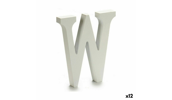 Letter W Wood White (1,8 x 21 x 17 cm) (12 Units)