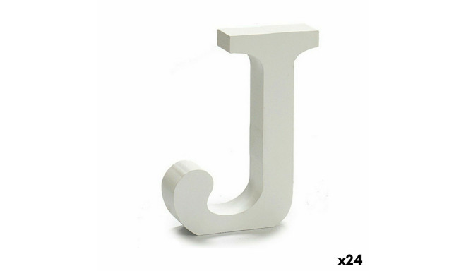 Letter J (24 Units) White Wood 2 x 11 cm