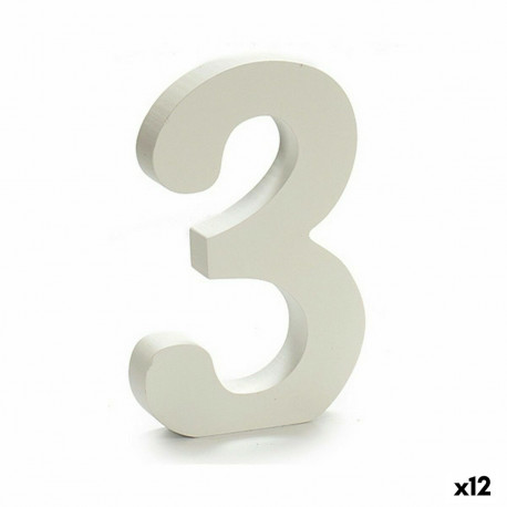 Number Pincello 1711030 3 White 1,8 x 21 x 17 cm (12 Units)
