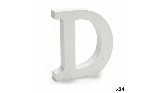 Letter D Wood White (2 x 16 x 14,5 cm) (24 Units)