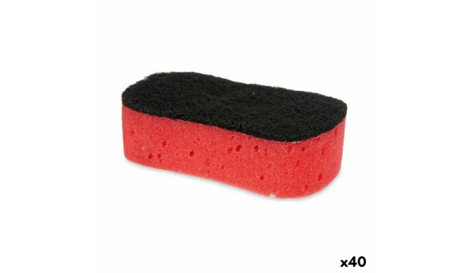 Scourer Black Red Foam Abrasive fibre 7,3 x 4 x 12,3 cm (40 Units)