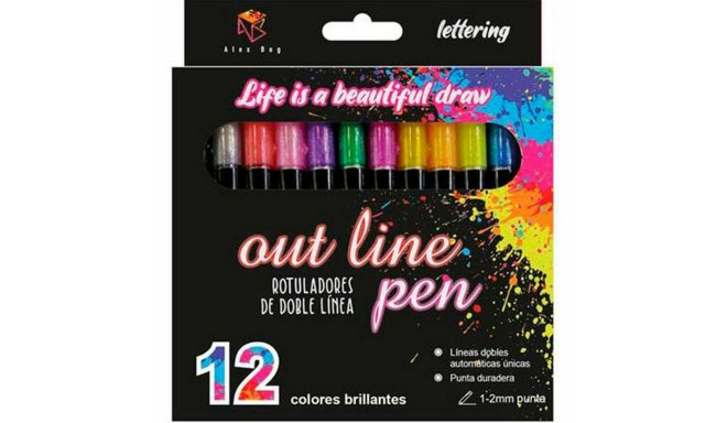 Set of Felt Tip Pens Alex Bog Outliner Multicolour 12 Pieces Cake