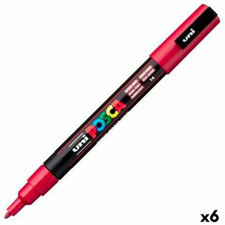 Marker POSCA PC-3M Tumepunane (6 Ühikut)