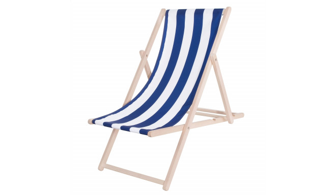 PLATINET GARDEN WOODEN SUNBED SUMMER BLUE STRIPES [45435]