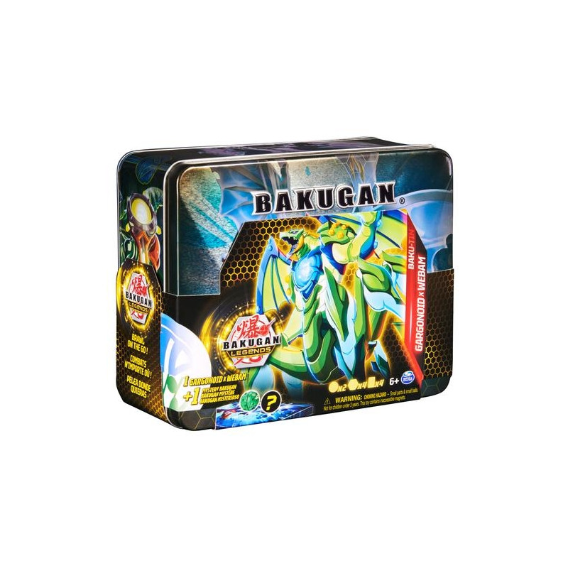 Baku-Tin Bakugan In Metallo Con Darkus Sectanoid Esclusivo + Bakugan Sorpresa | Contenitore Da Collezione Con 4 BakuCores E Carte