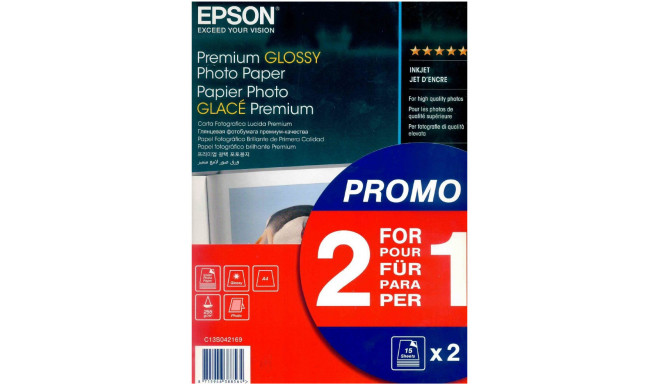 Epson фотобумага A4 Premium Glossy 255 г 2x15 листа