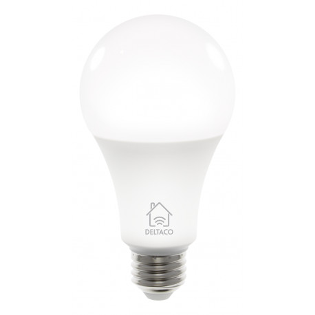 DELTACO SMART HOME LED lamp, E27, WiFI 2.4GHz, 9W, 810lm, dimmable, 2700K-6500K, 220-240V, white  SH