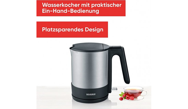 Severin WK 3409, kettle (stainless steel (brushed) / black, 1.7 liters)