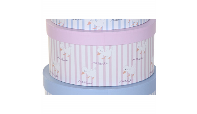 Набор штабелируемых органайзеров DKD Home Decor Синий Розовый Картон (37,5 x 37,5 x 18 cm)