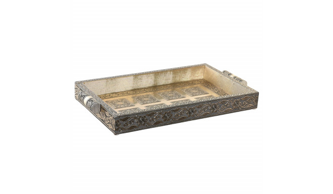 Tray DKD Home Decor Champagne Wood Metal 36 x 22 x 4 cm