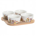Appetizer Set DKD Home Decor Natural Blue Multicolour Stoneware Cottage Houses (19,7 x 19,7 x 1 cm)