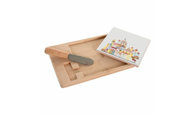 Appetizer Set DKD Home Decor 21,5 x 11,8 x 1,5 cm Natural Red Multicolour Stoneware House Cottage