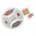 Set za Predjelo DKD Home Decor Punane Sinine Valge Keraamika Vahemere Majad (23,5 x 23,5 x 7 cm)