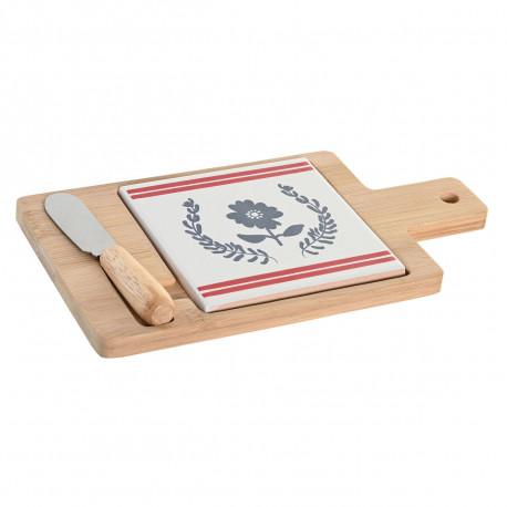 Appetizer Set DKD Home Decor 21,5 x 11,8 x 1,5 cm Natural Red Blue White Stoneware Mediterranean Hou