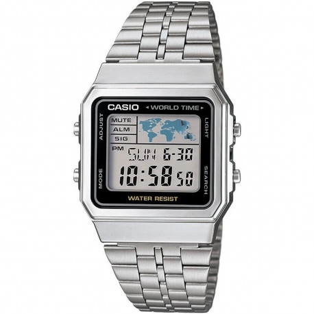 Unisex Kell Casio VINTAGE Must Hõbedane (Ø 34 mm)