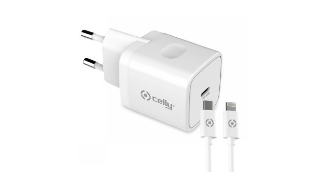 CELLY USB-C 20W+LIGHTNING CABLE WHITE