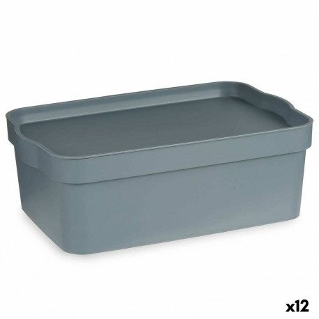 kaanega säilituskarp Kipit TP593-2 Hall Plastmass 6 L 21,5 x 11 x 32 cm (12 Ühikut)