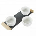 Snack tray DKD Home Decor 4 Pieces Black Board White Stoneware (33 x 10 x 5,8 cm)