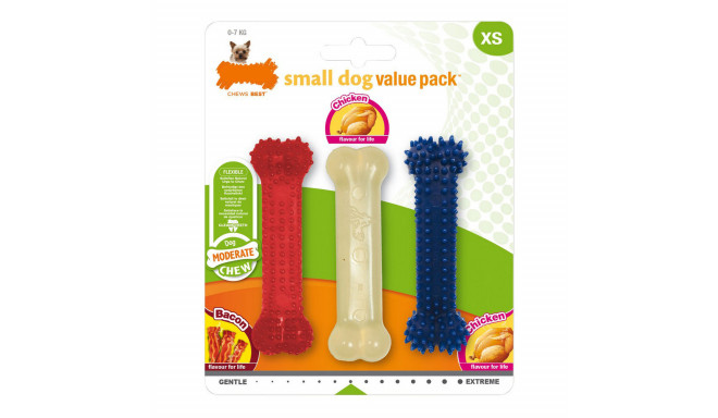 Koera närimismänguasi Nylabone Value Pack Bacon Suurus S Kana Termoplastne (3 pcs)