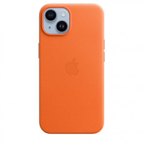Apple - iPhone 14 Leather Case with MagSafe Orange